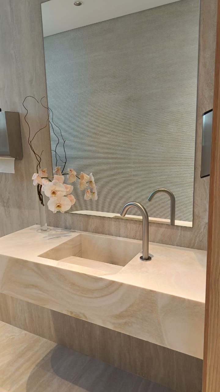 Stone Vanity & Backlit Mirror